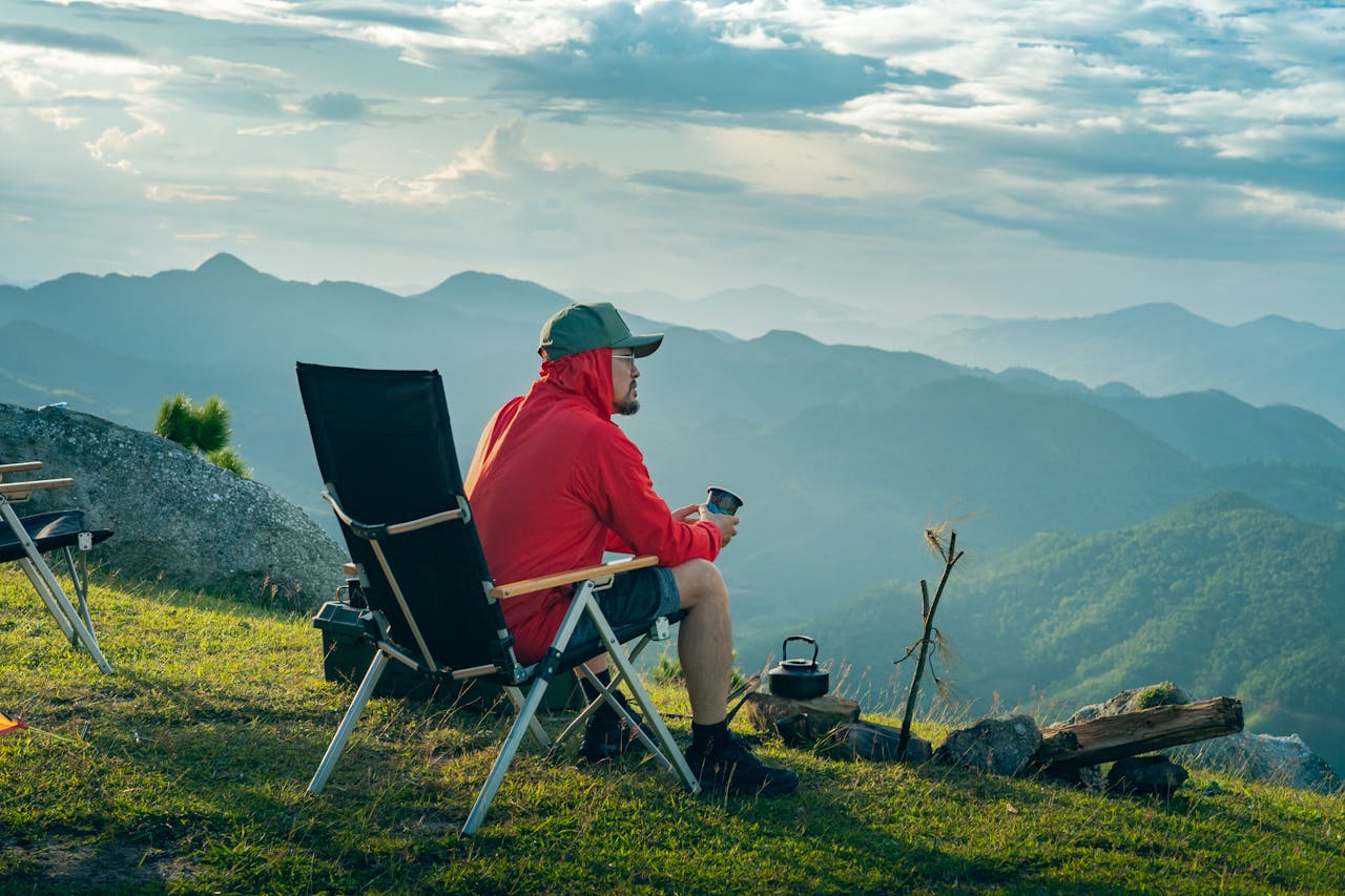 Free stock photo of campfire at dawn, mountain camping, quiet moments in nature